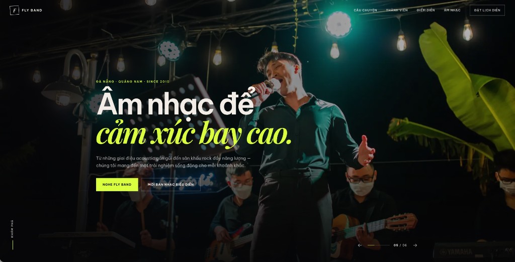 Fly Band live music landing page