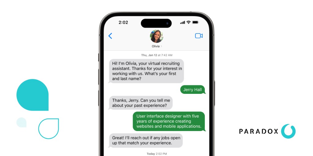 Olivia AI recruiting assistant conversation